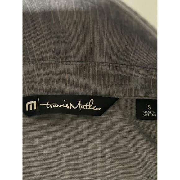 Travis Mathew Men's Polo Shirt Small Gray & Black Striped Premium Comfort - Picture 6 of 12